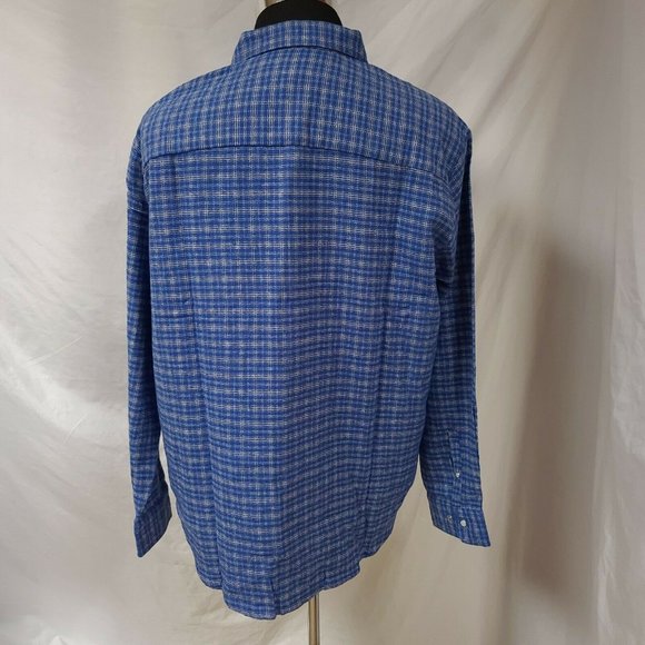 Vtg Haband Casual Joe Mens Large Blue Plaid Pearl Snap Long Sleeve Flannel Shirt - Picture 6 of 11